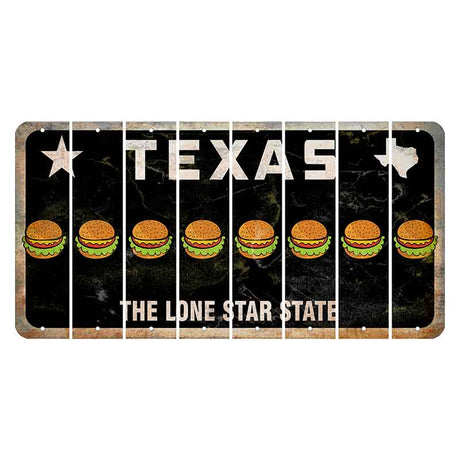 Texas Black The Lone Star State Cut License Plate Strips (Set of 8) Hamburger