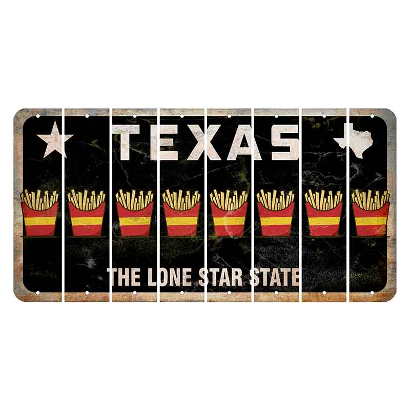 Texas Black The Lone Star State Cut License Plate Strips (Set of 8) French Fries