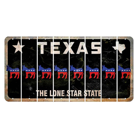 Texas Black The Lone Star State Cut License Plate Strips (Set of 8) Democrat