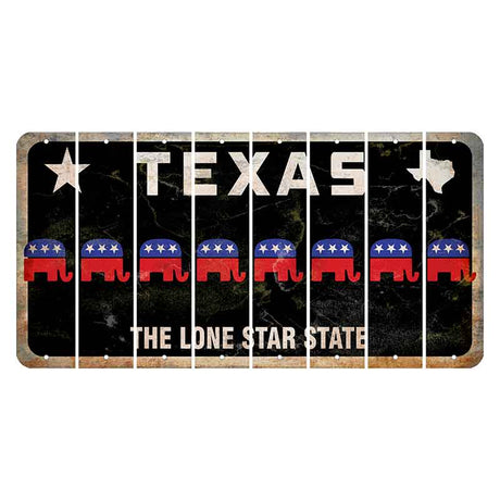 Texas Black The Lone Star State Cut License Plate Strips (Set of 8) Republican