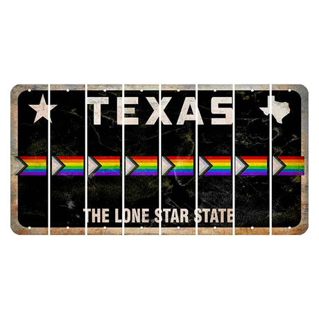 Texas Black The Lone Star State Cut License Plate Strips (Set of 8) LGBTQ Flag