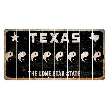 Texas Black The Lone Star State Cut License Plate Strips (Set of 8) Yin Yang