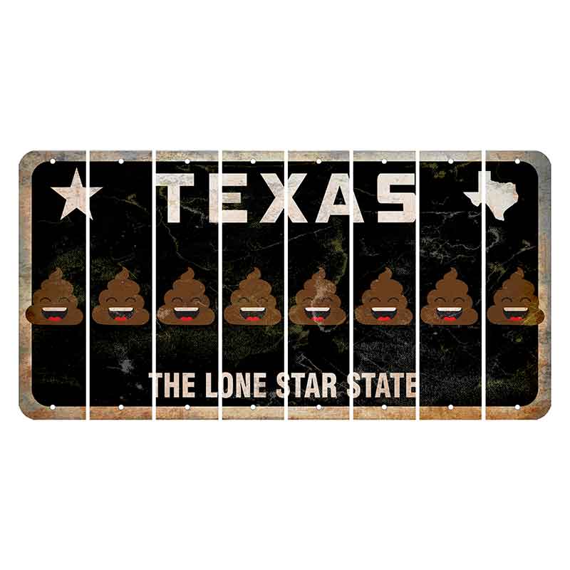 Texas Black The Lone Star State Cut License Plate Strips (Set of 8) Emoji - Poop