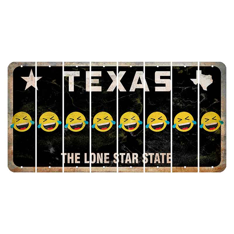 Texas Black The Lone Star State Cut License Plate Strips (Set of 8) Emoji - Laughing