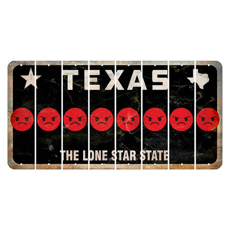 Texas Black The Lone Star State Cut License Plate Strips (Set of 8) Emoji - Angry