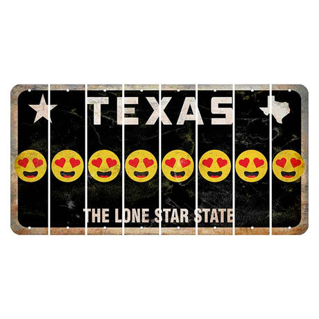 Texas Black The Lone Star State Cut License Plate Strips (Set of 8) Emoji - Heart Eyes