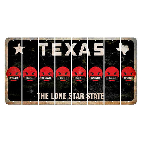 Texas Black The Lone Star State Cut License Plate Strips (Set of 8) Emoji - Pissed