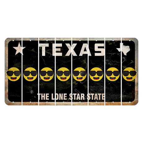 Texas Black The Lone Star State Cut License Plate Strips (Set of 8) Emoji - Shades