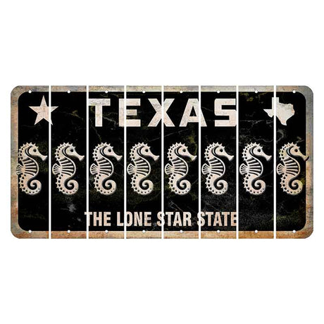 Texas Black The Lone Star State Cut License Plate Strips (Set of 8) Seahorse