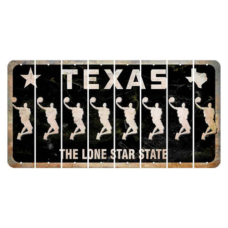 Texas Black The Lone Star State Cut License Plate Strips (Set of 8) Basketball Player