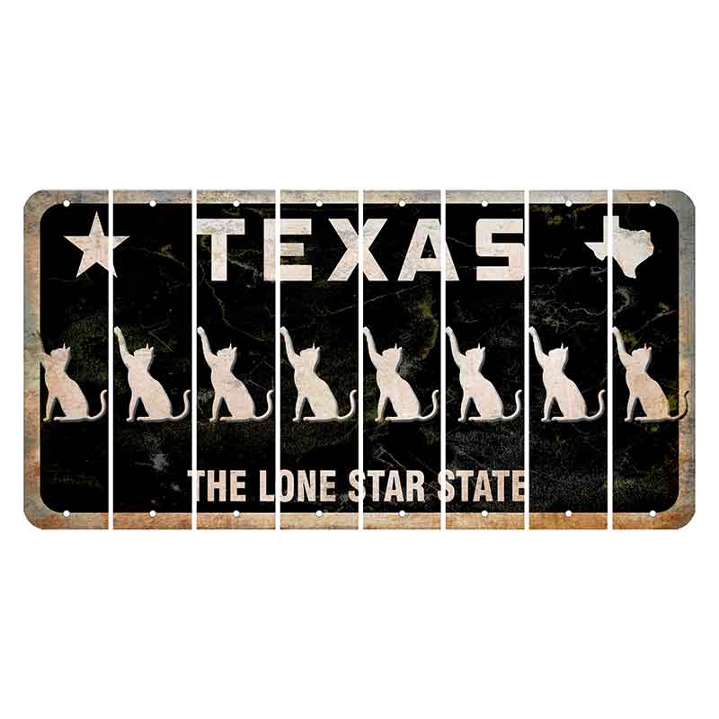 Texas Black The Lone Star State Cut License Plate Strips (Set of 8) Cat