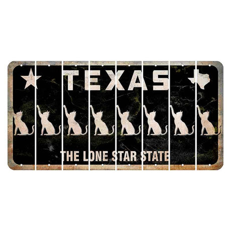 Texas Black The Lone Star State Cut License Plate Strips (Set of 8) Cat