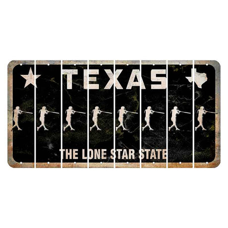 Texas Black The Lone Star State Cut License Plate Strips (Set of 8) Softball Batter