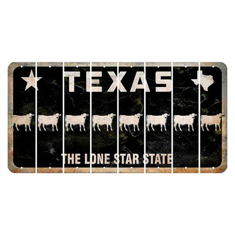 Texas Black The Lone Star State Cut License Plate Strips (Set of 8) Dairy Cow