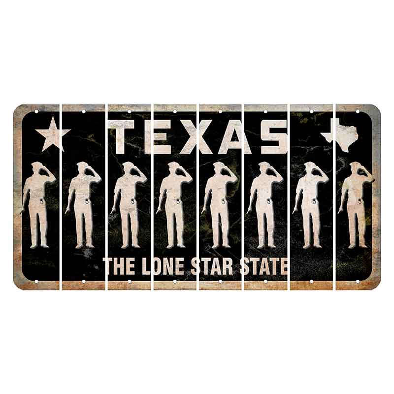 Texas Black The Lone Star State Cut License Plate Strips (Set of 8) Police Officer