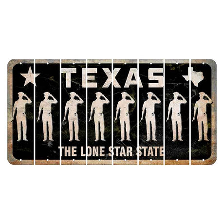 Texas Black The Lone Star State Cut License Plate Strips (Set of 8) Police Officer