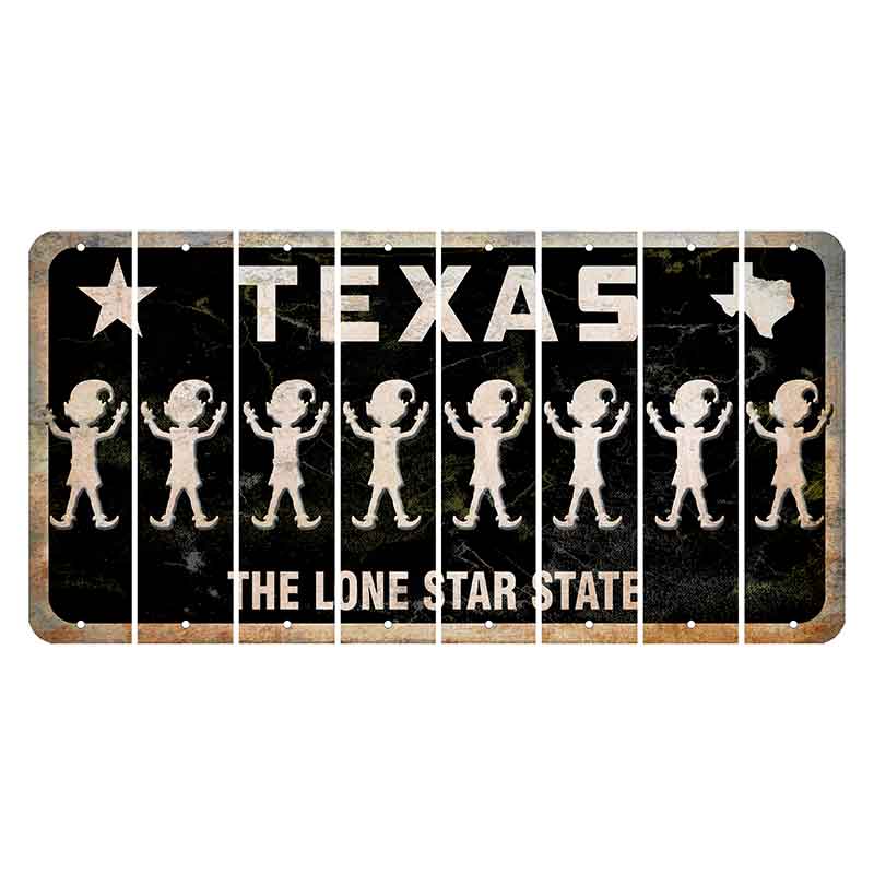 Texas Black The Lone Star State Cut License Plate Strips (Set of 8) Elf