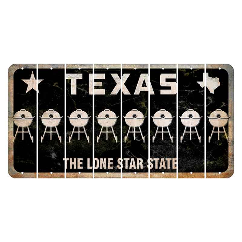 Texas Black The Lone Star State Cut License Plate Strips (Set of 8) Grill