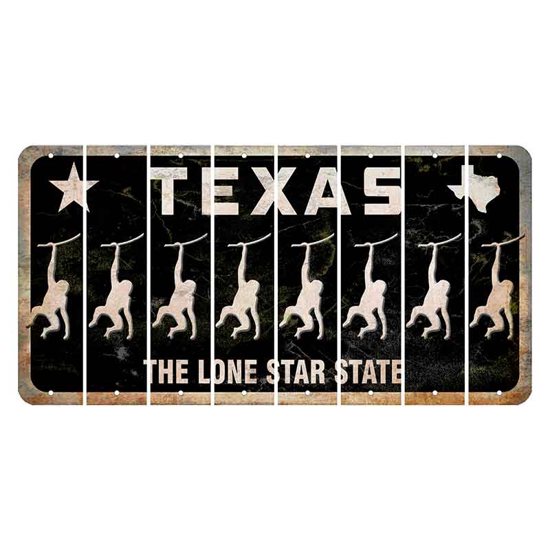 Texas Black The Lone Star State Cut License Plate Strips (Set of 8) Monkey