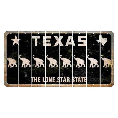 Texas Black The Lone Star State Cut License Plate Strips (Set of 8) Elephant