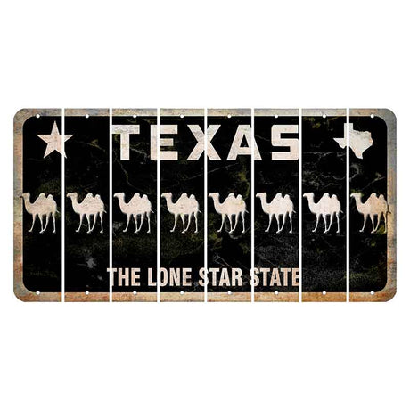 Texas Black The Lone Star State Cut License Plate Strips (Set of 8) Camel