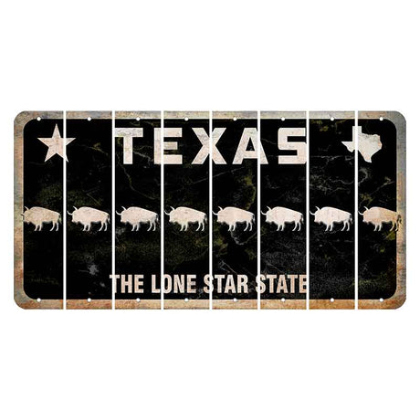 Texas Black The Lone Star State Cut License Plate Strips (Set of 8) Buffalo