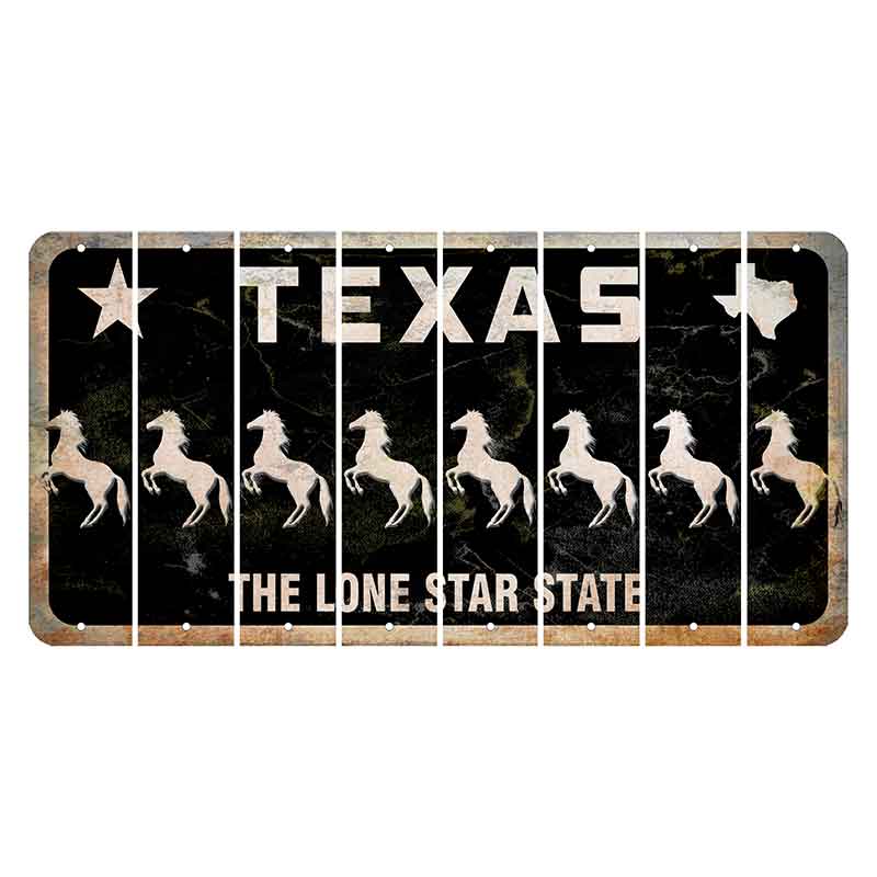 Texas Black The Lone Star State Cut License Plate Strips (Set of 8) Horse