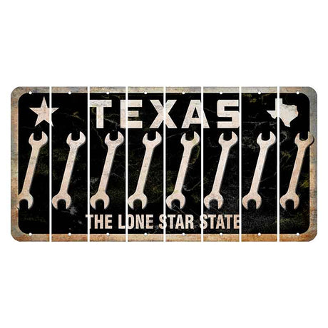 Texas Black The Lone Star State Cut License Plate Strips (Set of 8) Wrench