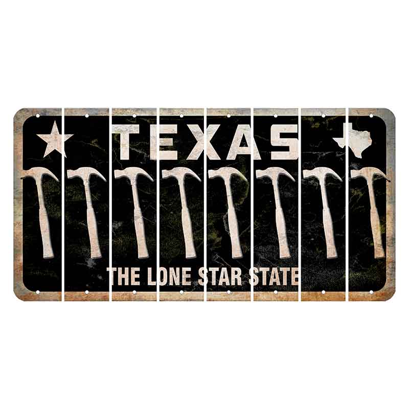 Texas Black The Lone Star State Cut License Plate Strips (Set of 8) Hammer