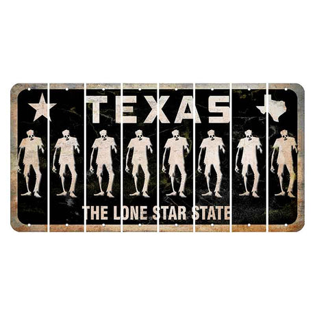 Texas Black The Lone Star State Cut License Plate Strips (Set of 8) Zombie