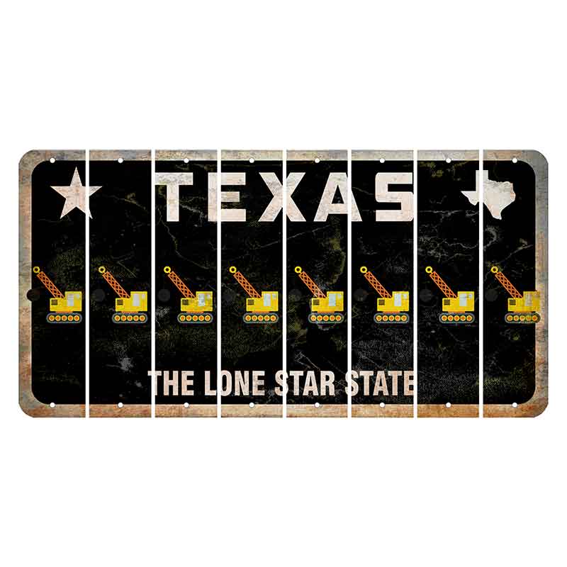 Texas Black The Lone Star State Cut License Plate Strips (Set of 8) Wrecking Ball Crane