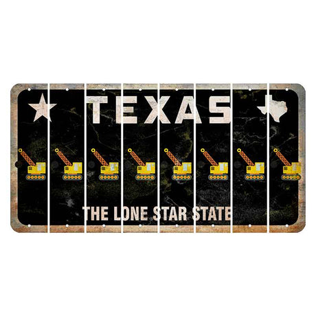 Texas Black The Lone Star State Cut License Plate Strips (Set of 8) Wrecking Ball Crane