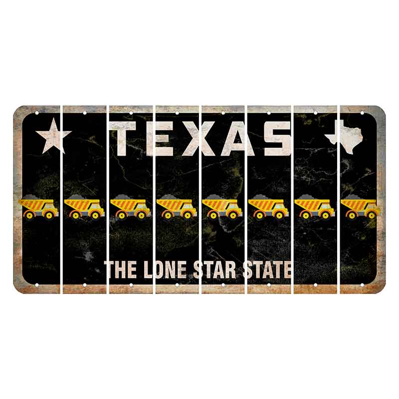 Texas Black The Lone Star State Cut License Plate Strips (Set of 8) Dump Truck