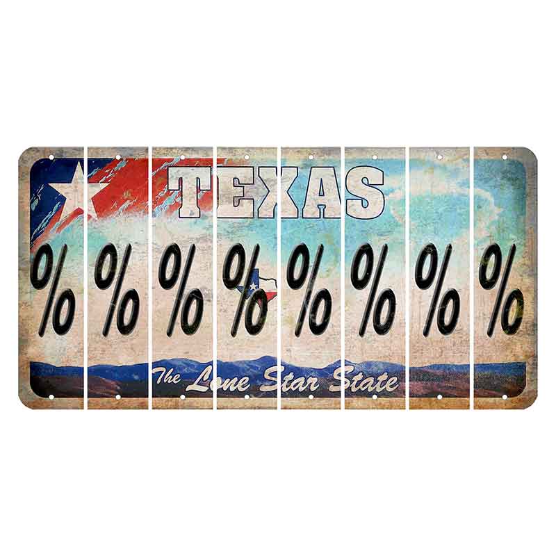 Texas Davis Mountains Cut License Plate Strips (Set of 8) Percent Sign