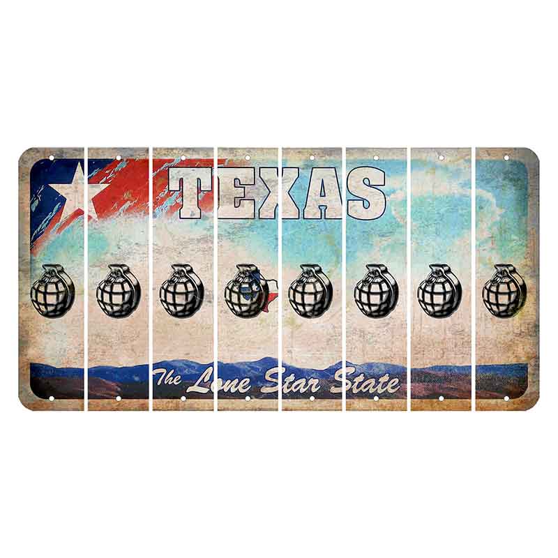 Texas Davis Mountains Cut License Plate Strips (Set of 8) Grenade