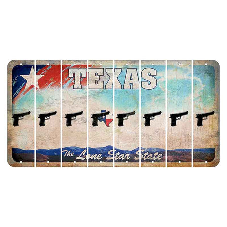 Texas Davis Mountains Cut License Plate Strips (Set of 8) Handgun