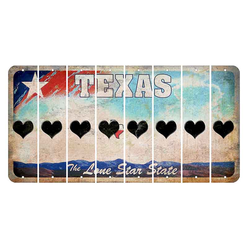 Texas Davis Mountains Cut License Plate Strips (Set of 8) Heart