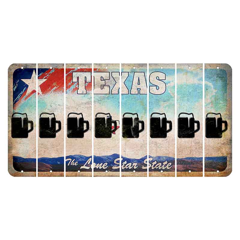 Texas Davis Mountains Cut License Plate Strips (Set of 8) Beer Mug