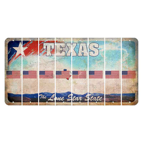 Texas Davis Mountains Cut License Plate Strips (Set of 8) American Flag