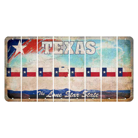 Texas Davis Mountains Cut License Plate Strips (Set of 8) State Flag