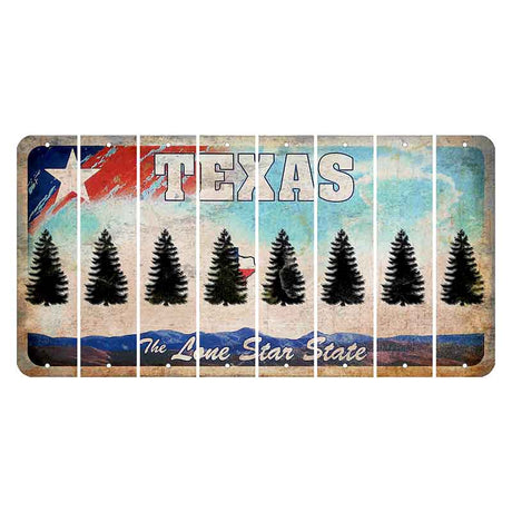 Texas Davis Mountains Cut License Plate Strips (Set of 8) Pine Tree