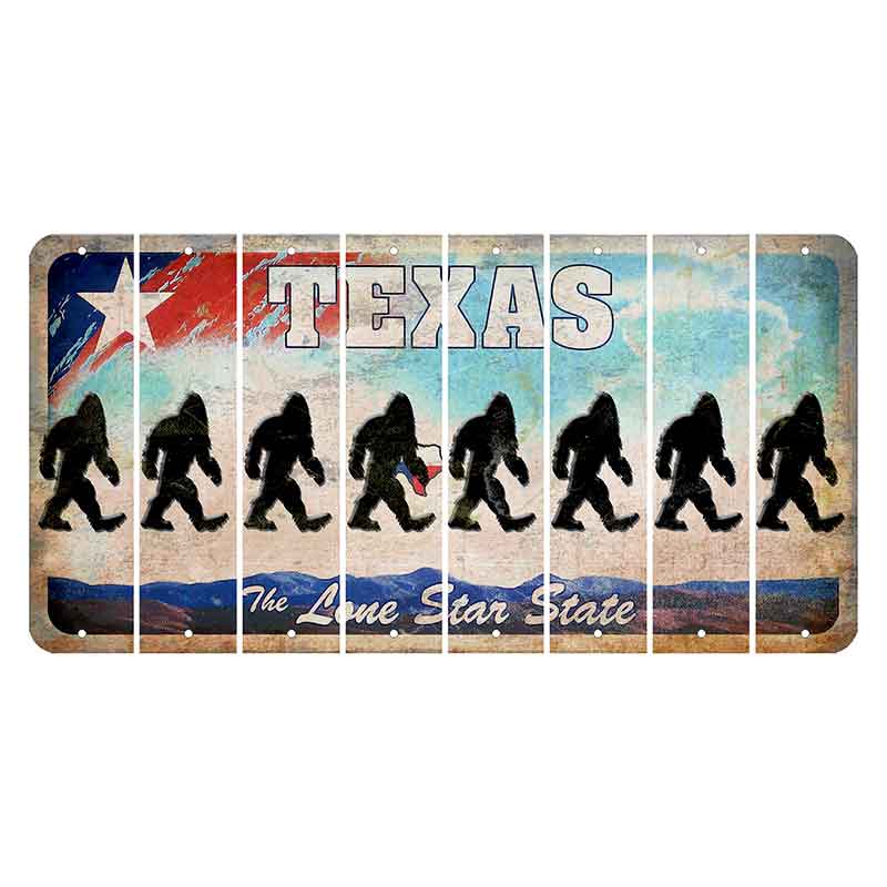 Texas Davis Mountains Cut License Plate Strips (Set of 8) Bigfoot