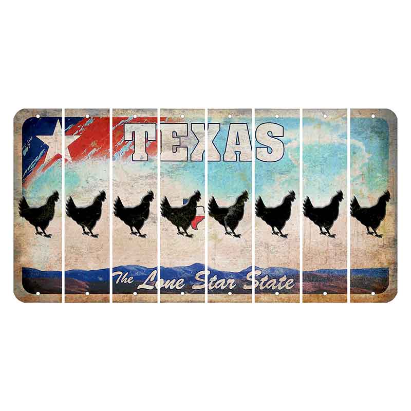 Texas Davis Mountains Cut License Plate Strips (Set of 8) Chicken