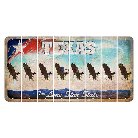 Texas Davis Mountains Cut License Plate Strips (Set of 8) Bald Eagle