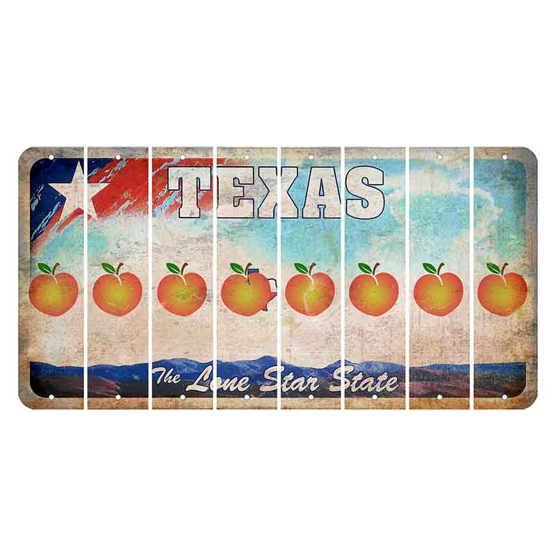 Texas Davis Mountains Cut License Plate Strips (Set of 8) Peach