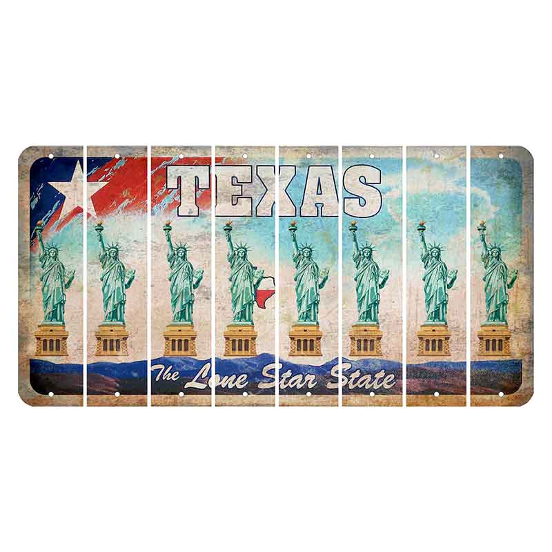 Texas Davis Mountains Cut License Plate Strips (Set of 8) Statue of Liberty