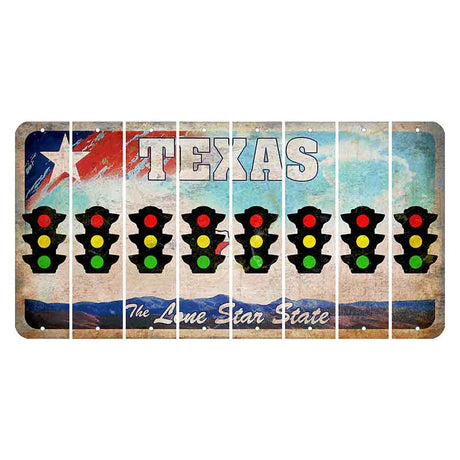 Texas Davis Mountains Cut License Plate Strips (Set of 8) Traffic Light