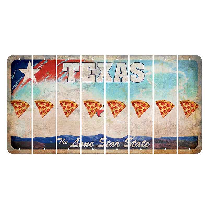 Texas Davis Mountains Cut License Plate Strips (Set of 8) Pizza