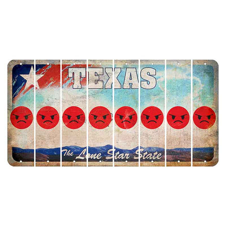 Texas Davis Mountains Cut License Plate Strips (Set of 8) Emoji - Angry