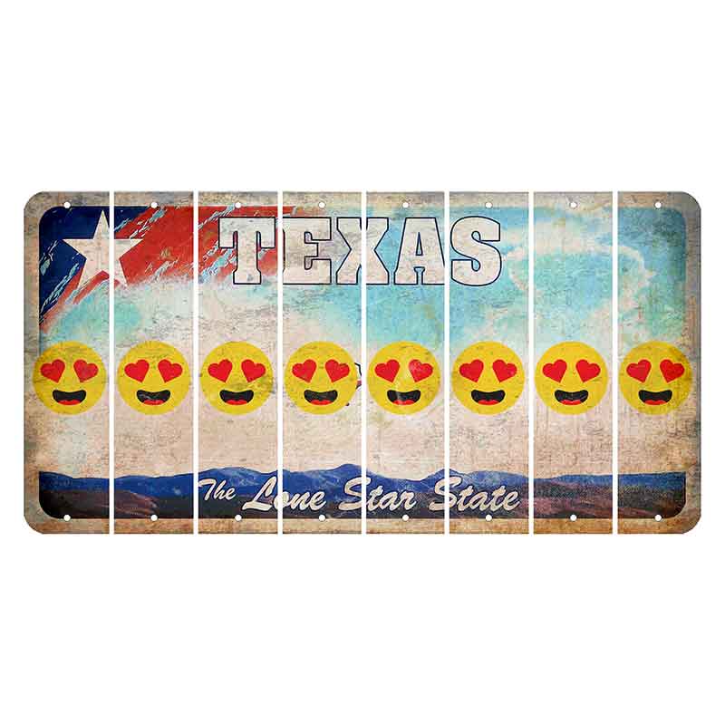 Texas Davis Mountains Cut License Plate Strips (Set of 8) Emoji - Heart Eyes